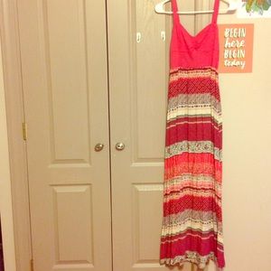 Mudd striped floral pink maxi dress